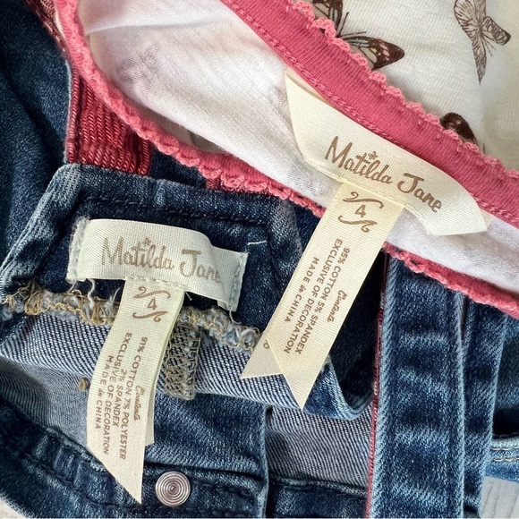 Matilda Jane Harvest Fit Jean Overalls Fall Flutter Set - Picture 2 of 13